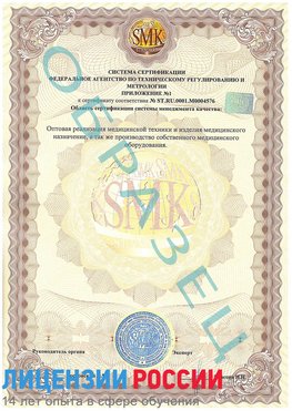 Образец сертификата соответствия (приложение) Волгоград Сертификат ISO 13485